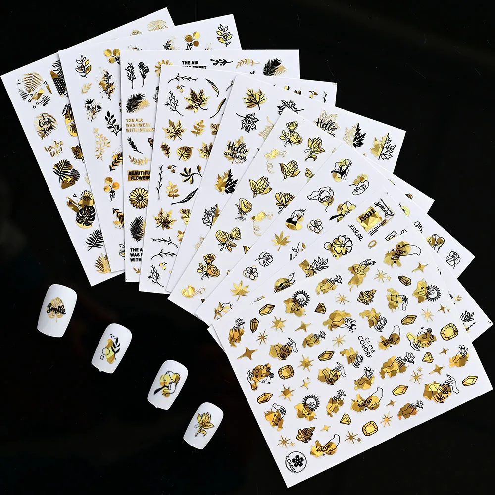 

9 шт./партия, самоклеящиеся 3D-Наклейки для ногтей