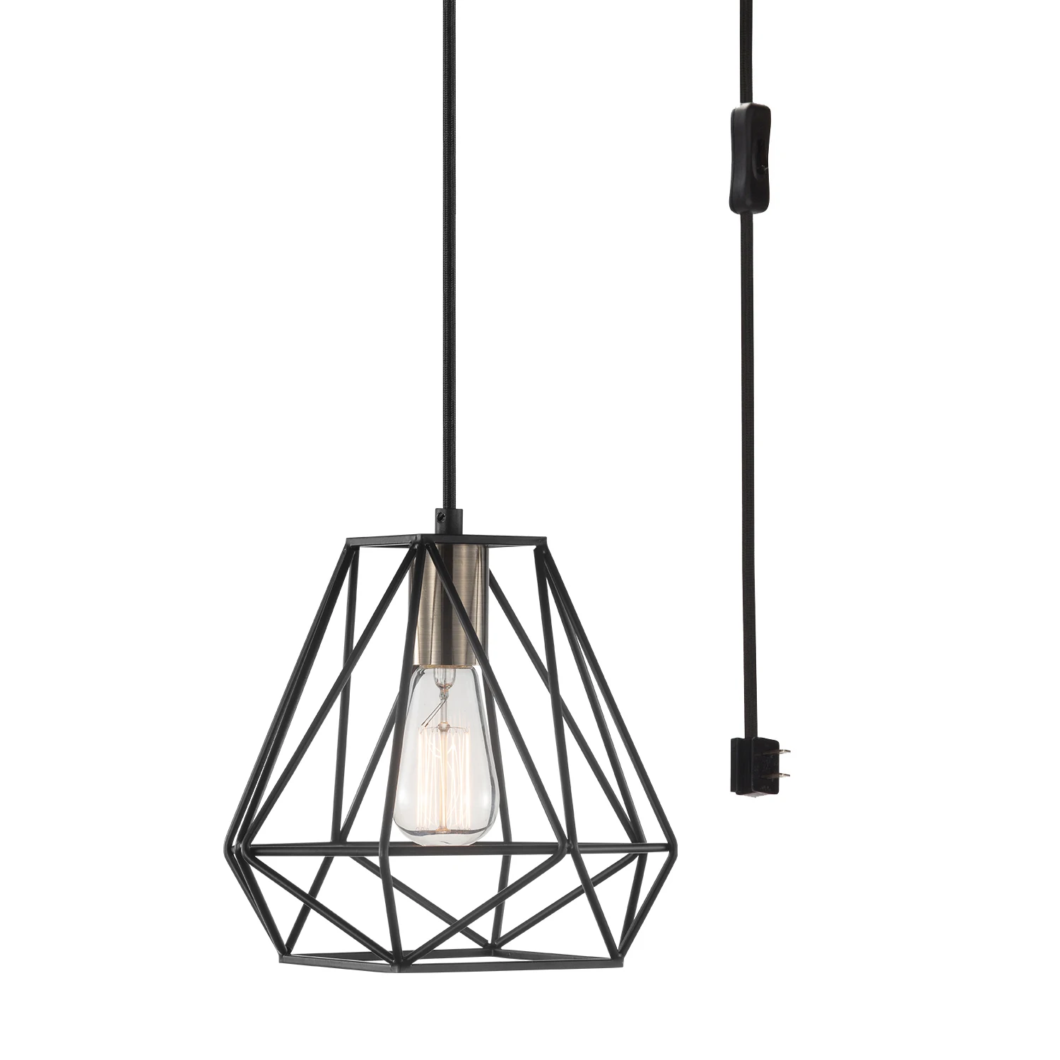 

Sansa 1-Light Dark Bronze Plug-In or Hardwire Pendant Lighting, 60846
