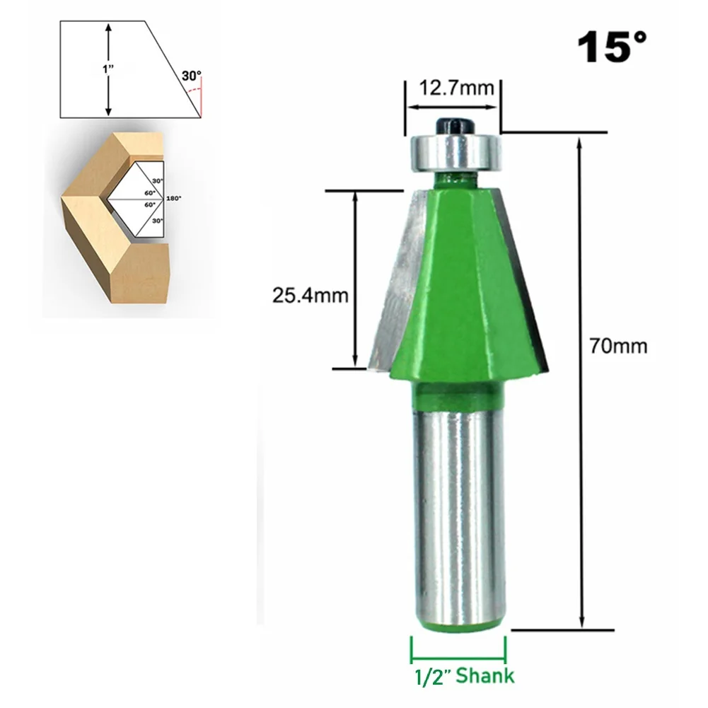 

Milling Router Bit Reliable Woodworking YG8 1 PCS Cutter For Wood 1/2in Shank Chamfer 11.25 15 22.5 30 45Degree