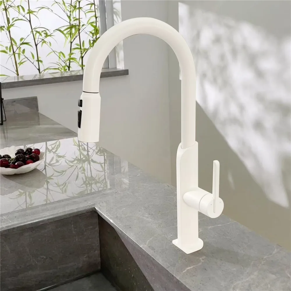 Выдвижной кухонный кран из матового золота смеситель для раковины SUS304 с