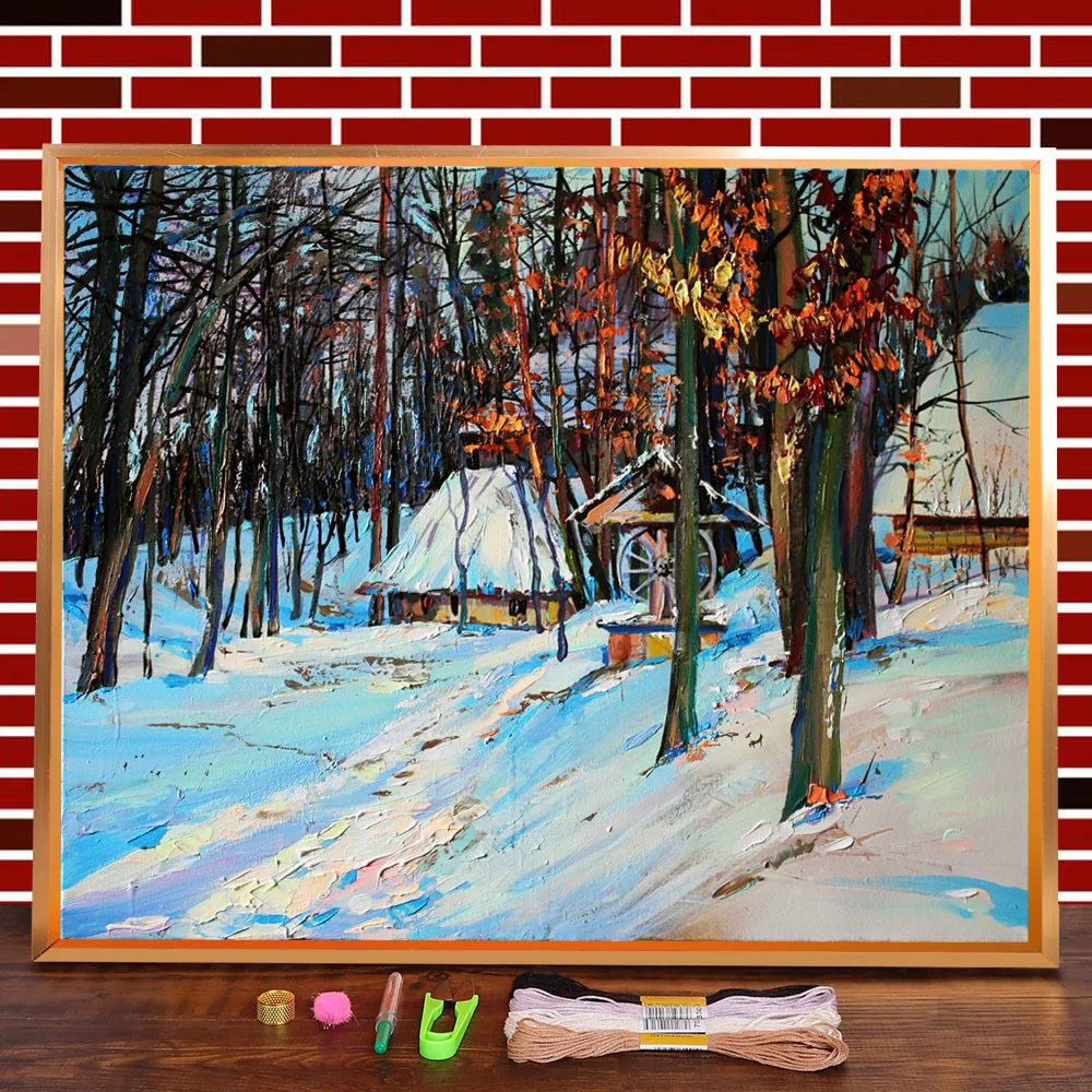 Холст с рисунком пейзажа Old Well 11CT вышивка крестиком узоры DMC нитки ручной работы