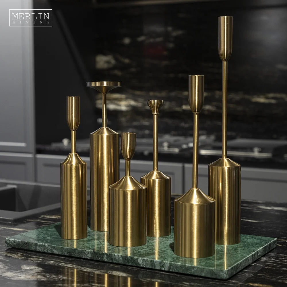 

Metal Tall Gold candle holder sets for home decor luxury brass candle stand wedding table centerpieces living room accessories