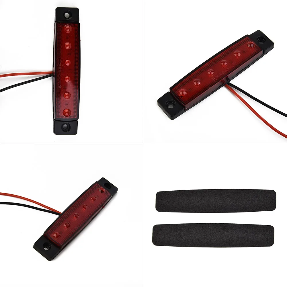 

trucks Tail light 2Pcs Marker Light 6-LED vans Red Low Power Consumption Double-sided panel Waterproof for most buses trailers