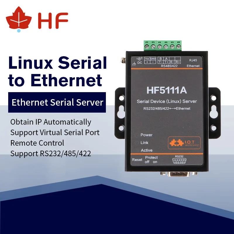 

HF5111A промышленный RJ45 RS232/485/422 последовательный Ethernet-разъем Linux последовательный порт сервера конвертер устройство HF5111A Industrial RJ