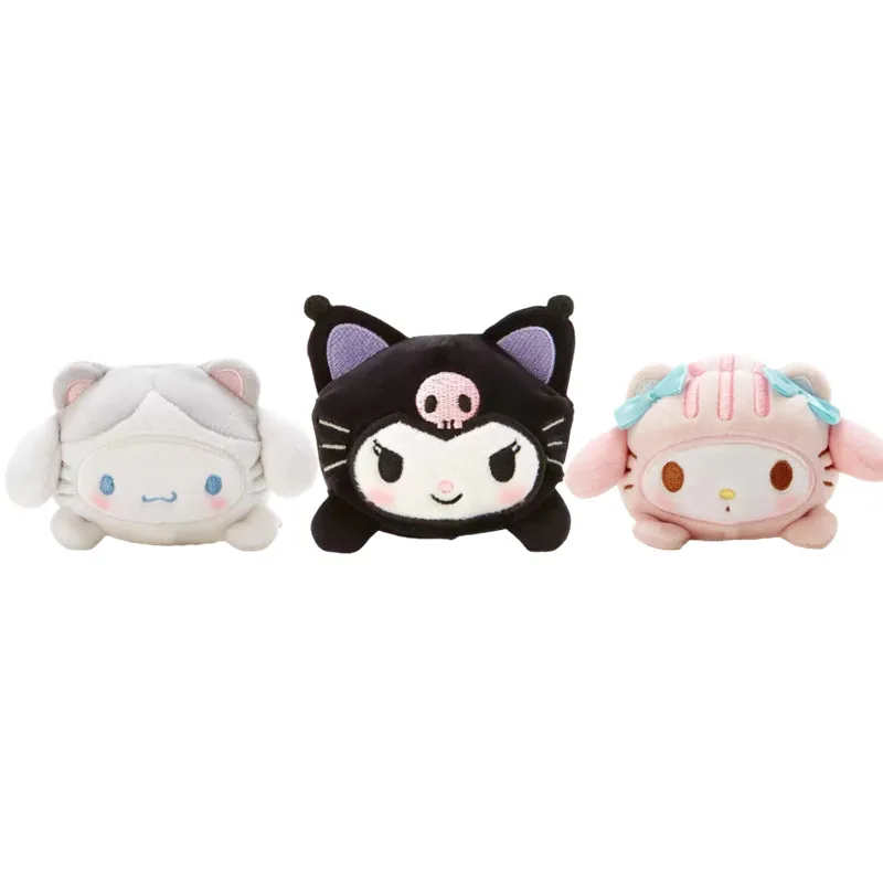 

10CM Kawai Anime Sanrios Plush Toy Kuromi Mymelody Cinnamoroll COS Cat Cute Lying Position Plush Doll Soft Stuffed Pendant Gift