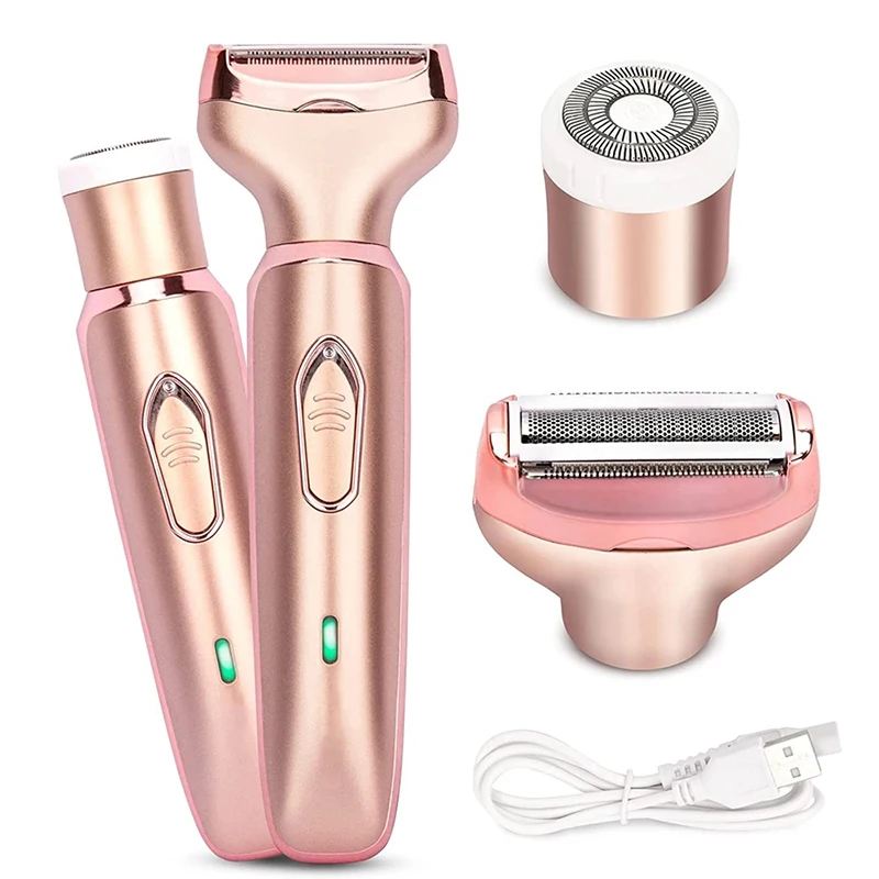2 in 1 Professional Women Epilator Electric Razor Hair Removal Painless Face Shaver Bikini Pubic Hair Trimmer Home Use Machine
