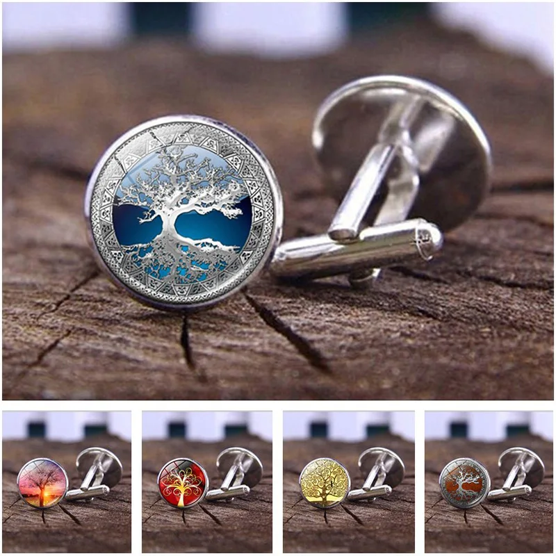 

WG 29 Style Tree of Life Men's Cufflinks Fashion Accessories Silver French Shirt Cuff Cuff Studs Buttons Jewelry