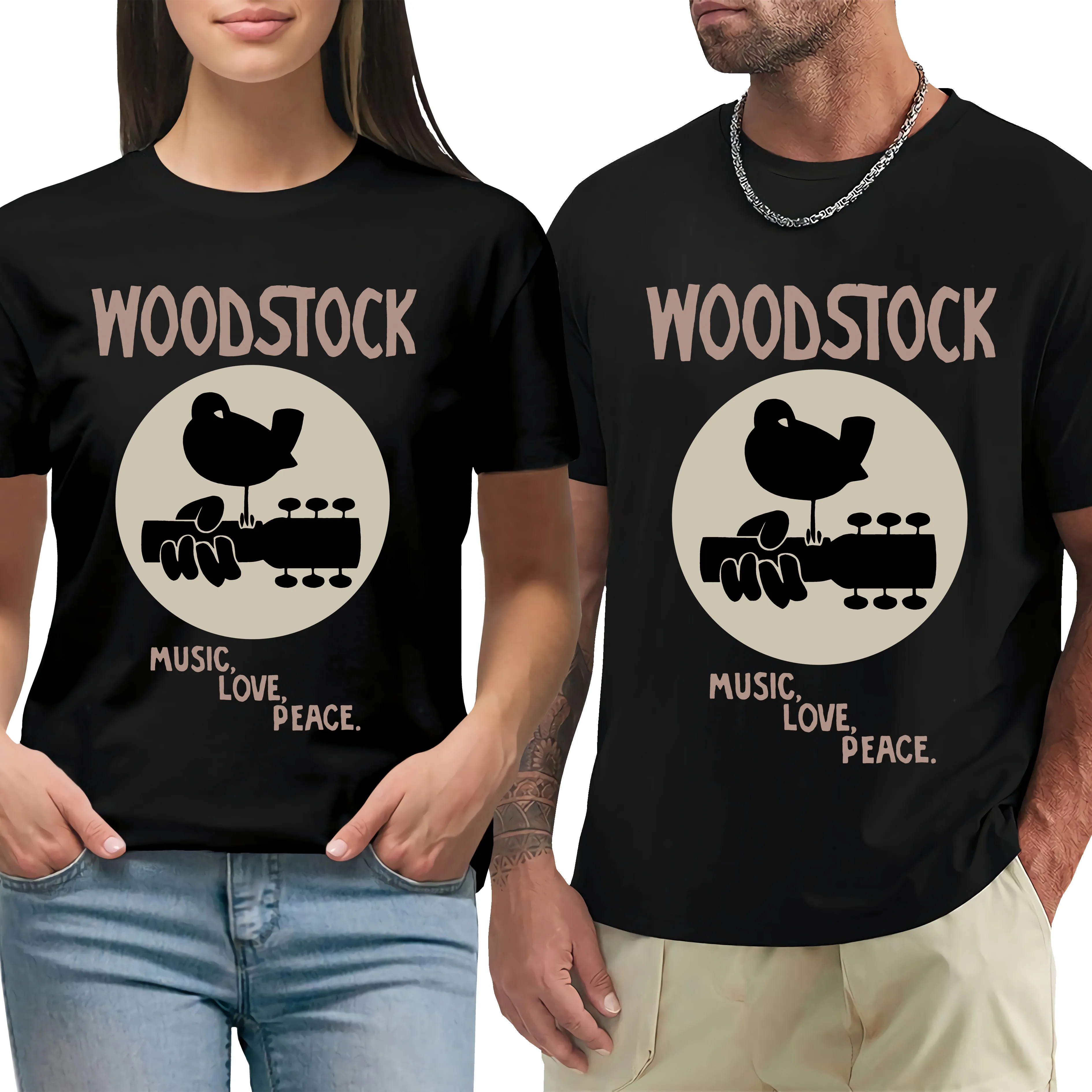 

Makaya Mens Vintage Music T Shirt Woodstock Black S XXXXXL