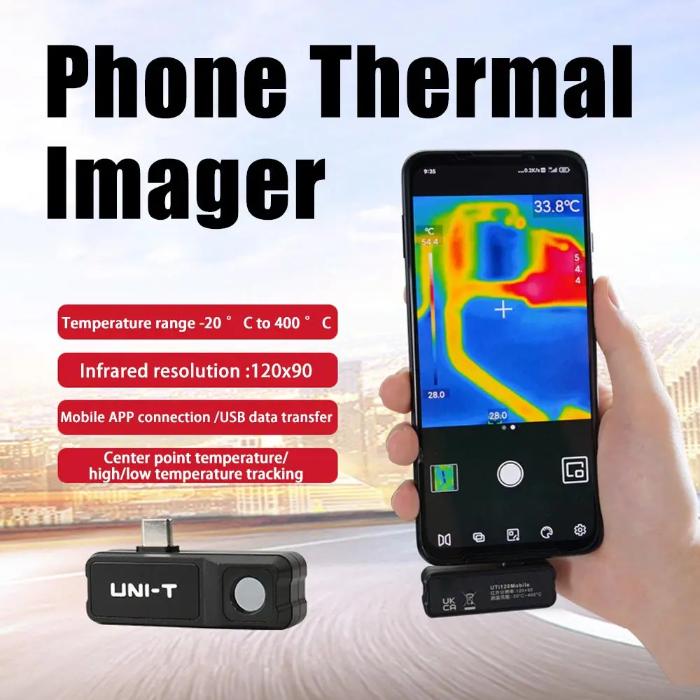 

UNI-T UTi120 Mobile Phone Infrared Thermal Imager Thermometer Industrial Inspection Thermal Imaging Camera for Android Phone