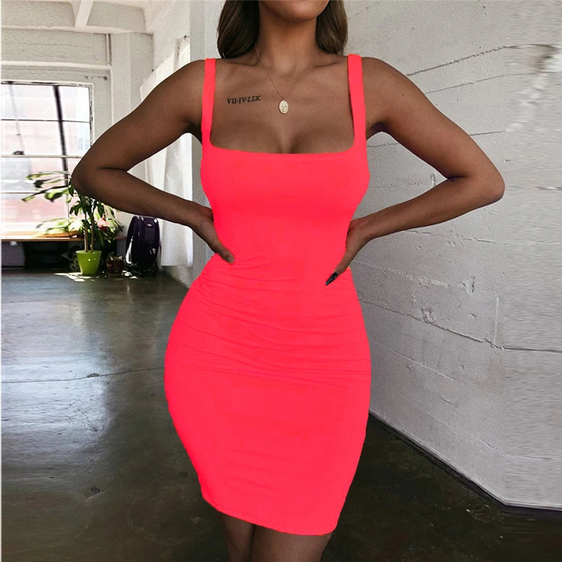 

Green Sexy Sling Sleeveless Miniskirt Chiffon Casual Commuter Clothes Party Dress Tight Club Party Women Dress 2021 Summer Dress