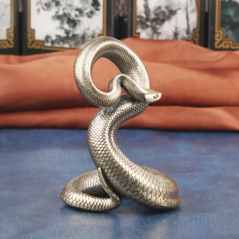 Фото Твердая латунь Viper, настольное украшение, год зодиака, змея, бронзовая скульптура, ремесло, подарок, медная посуда, оптовая продажа №2