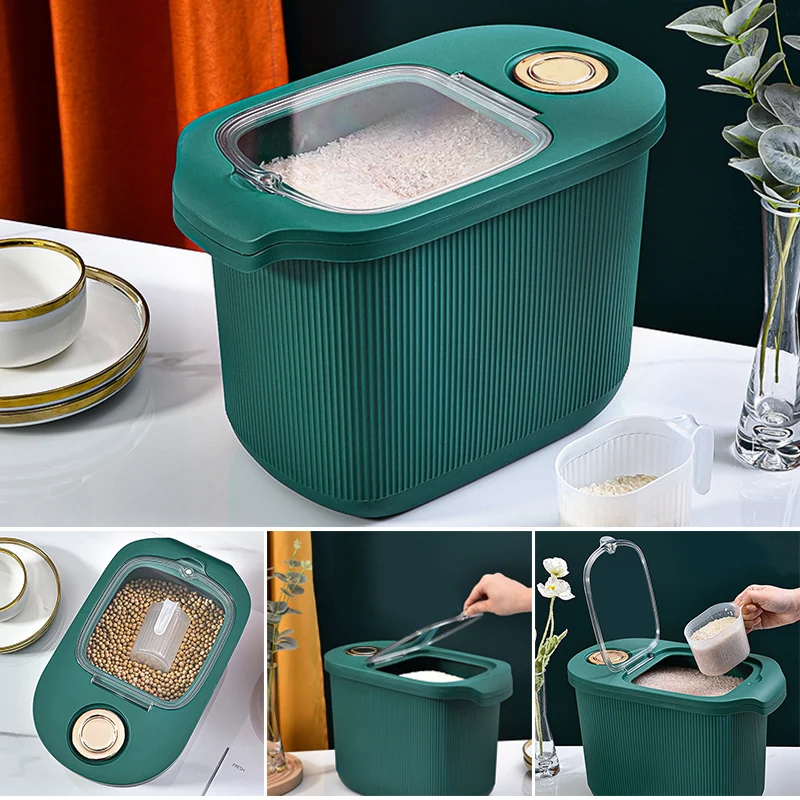

Sealing Rice Bucket with Transparent Lid Multipurpose Large Capacity Grain Storage Box Practical Kitchen Accessories YN17