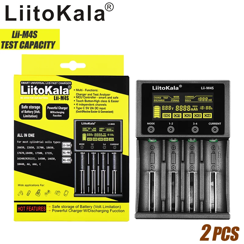 

2 шт., умное зарядное устройство с ЖК-дисплеем для аккумуляторов 18650, 26650, 21700, 32650, 20700, 21700, AA, AAA, 5 В, 2 А, USB
