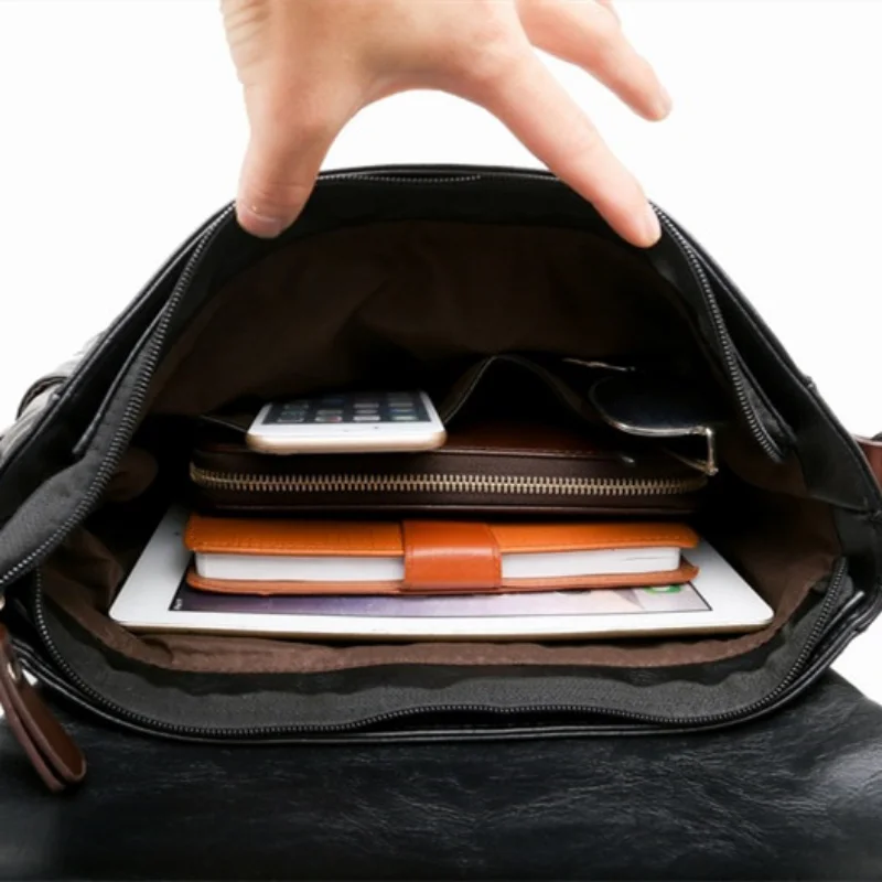 Men's Leather Shoulder Bags Crossbody Chest Packs for Men Korean-style Fashion Solid Color сумка мужская Messenger Bag Purse Sac