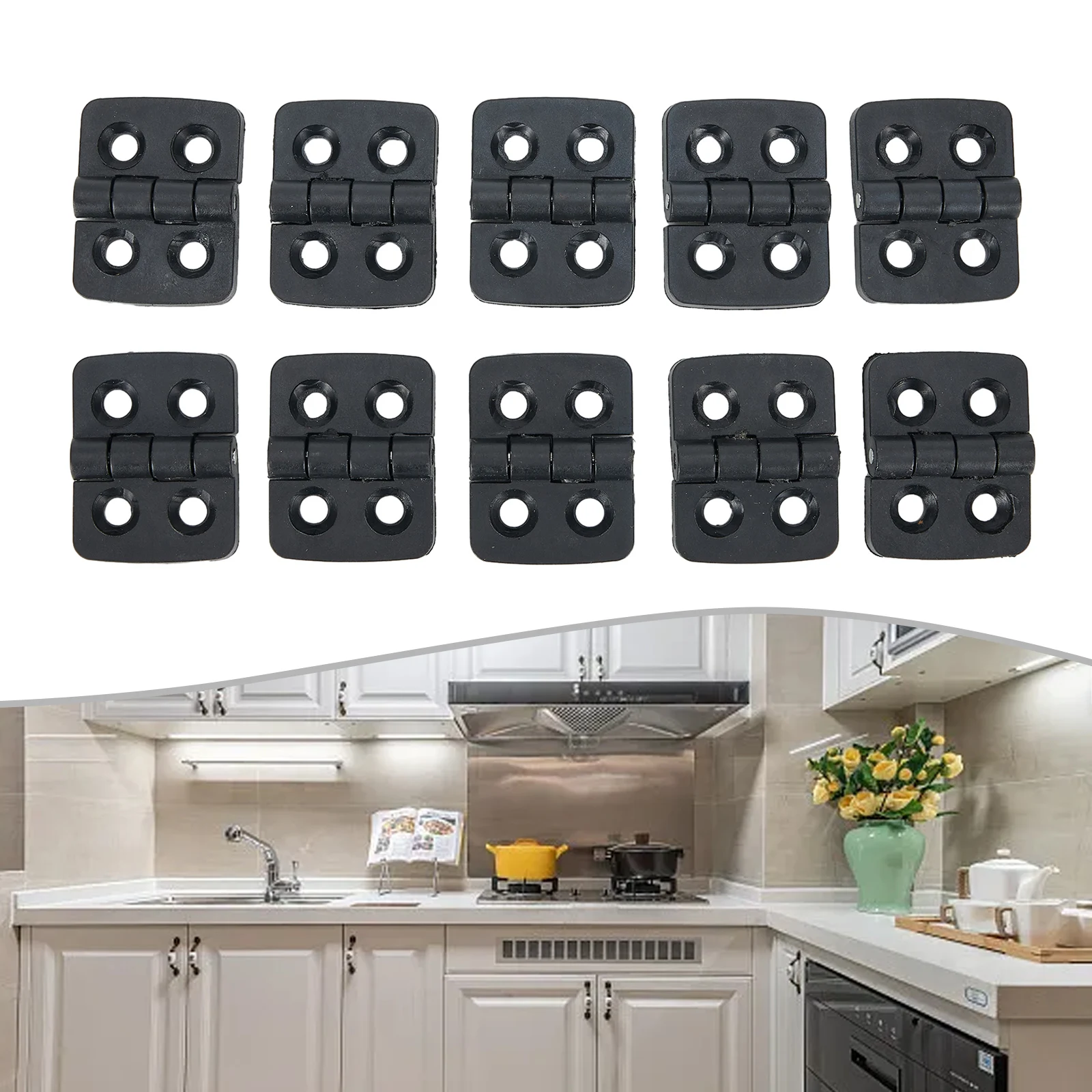 

10pcs Hinges Plastic Hinges Pre-drilled Countersunk Hole Black Door Bearing Butt Cabinet ABS Cabinet Welding Machine Furniture