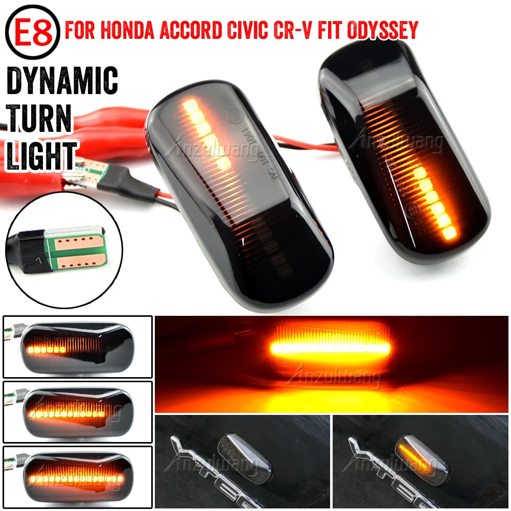 2X динамический боковой указатель поворота для Honda CRV Accord Civic Jazz Fit Stream Integra DC5 City Odyssey