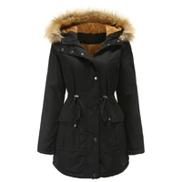 women jacket parkas with hooded faux fur collar winter keep warm coat plush padded thicken women coat