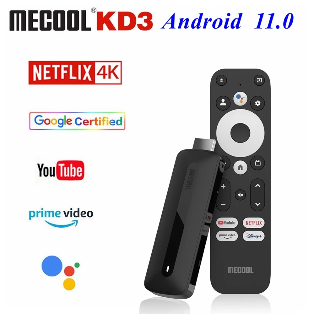 

ТВ-приставка Mecool KD3, 10 шт., для Netflix, 4K, Android 11, ТВ-приставка Amlogic S905Y4, 2 ГБ, 8 ГБ, Wi-Fi, 2,4 ГГц