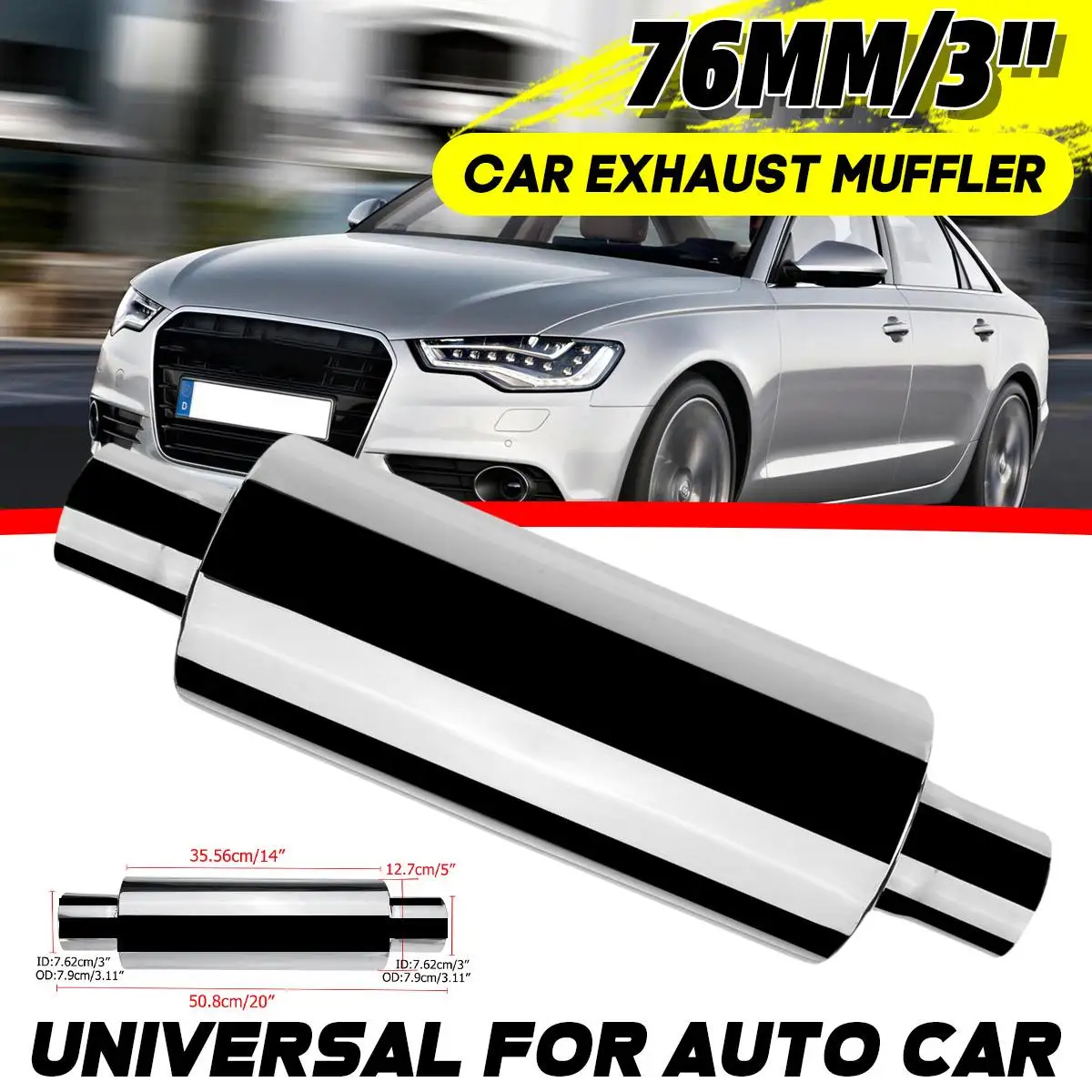 

3 "автомобильный глушитель выхлопной трубы, резонатор 76 мм, глушитель, наконечник, выхлопная система, хвост из нержавеющей стали, фотоэлемен...
