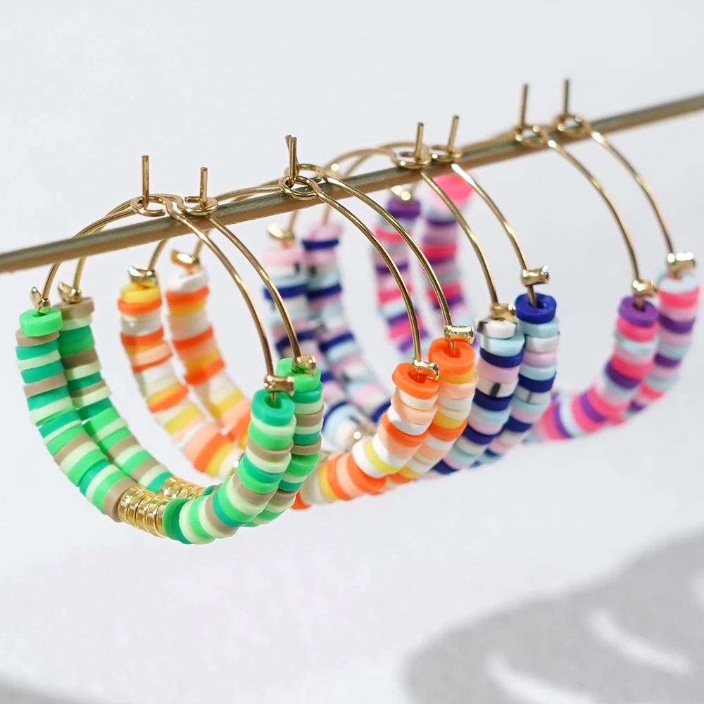 Go2boho 2024 новый дизайн разноцветные модные Серферы Heishi серьги из гематита и камня