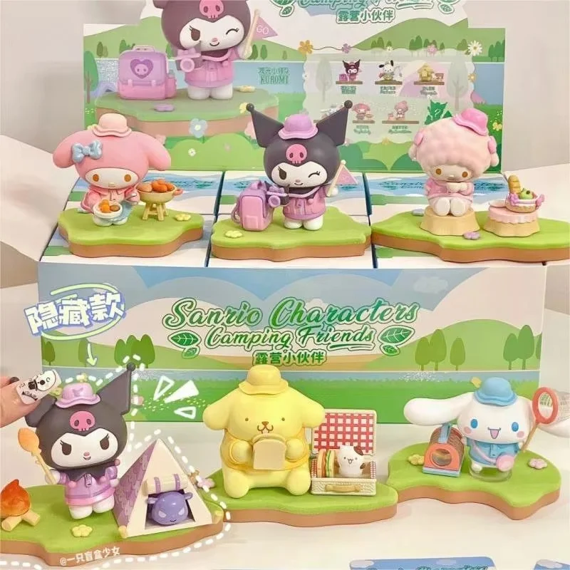 Sanrio Camping Friends Series слепая коробка Kuromi Cinnamoroll Pom Purin кукла фигурка Kawaii Mystery Box