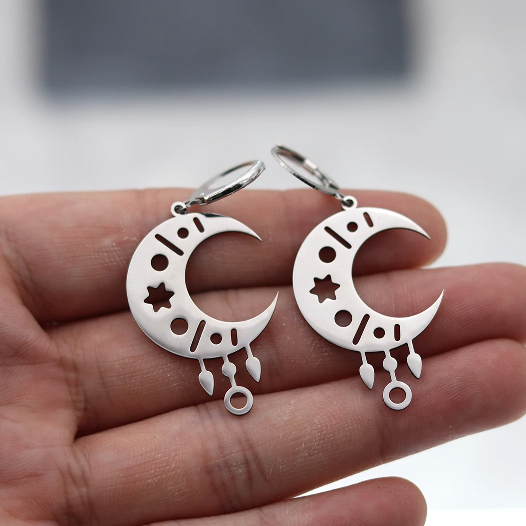 Модные серьги-кольца в виде полумесяца из нержавеющей стали для женщин
