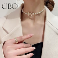 the trend of diamond encrusted pearl bow necklace baroque retro sweet clavicle chain online celebrity joker new necklace women