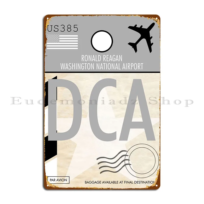

Dca Airport Tag Metal Sign Poster Bar Cave Home Customized Living Room Tin Sign Poster