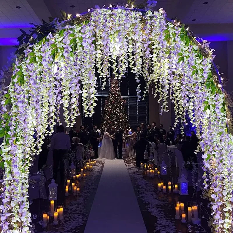 

Искусственная Глициния, искусственный виноград, плющ, искусственное украшение, фотогирлянда, Листва растений, уличный домашний декор, 5 шт.