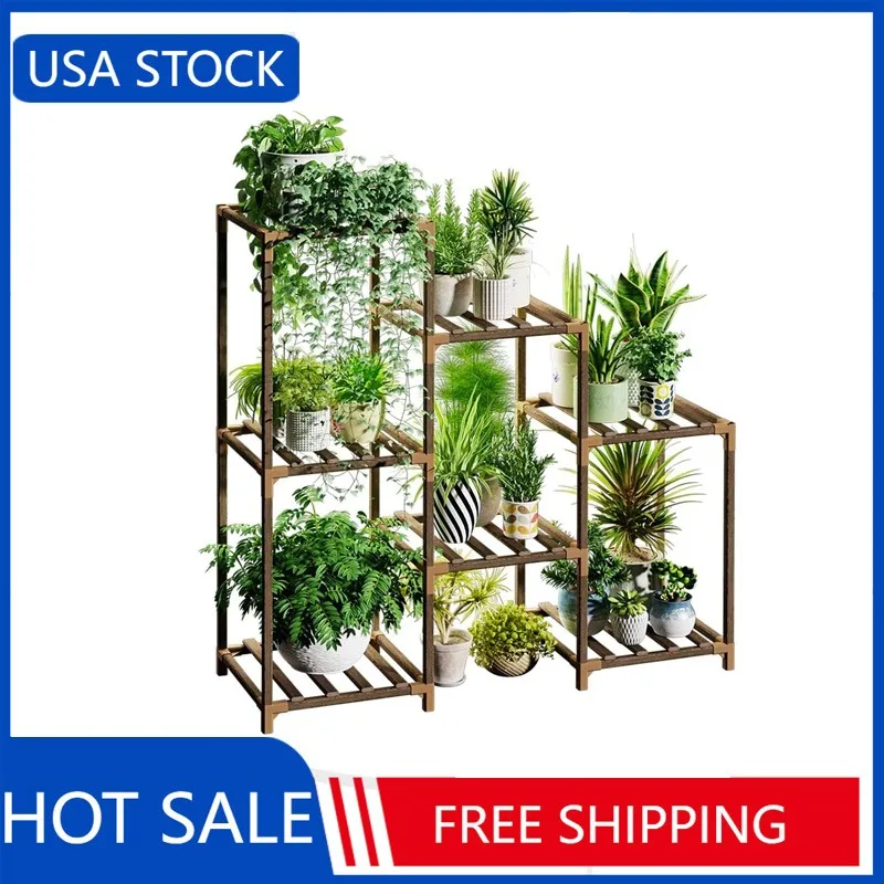 

Plant Stand Indoor Plant Stands Wood Outdoor Tiered Plant Shelf for Multiple Plants 3 Tiers 7 Potted Ladder Plant Holder