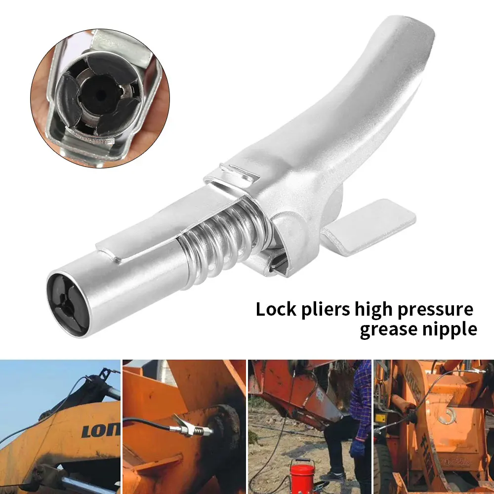 

Grease Coupler Quick Release Lock Clamp Coupler NPTI/8 10000PSI High Pressure Grease Nipple Self-Locking Two Press