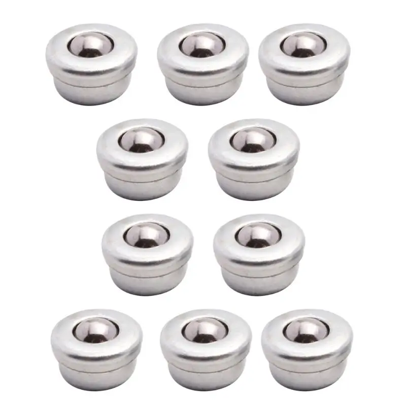 

10 Pcs Conveyor Ball Silver Transfer Bearing Small Flat Round Eye Conveying Ball
