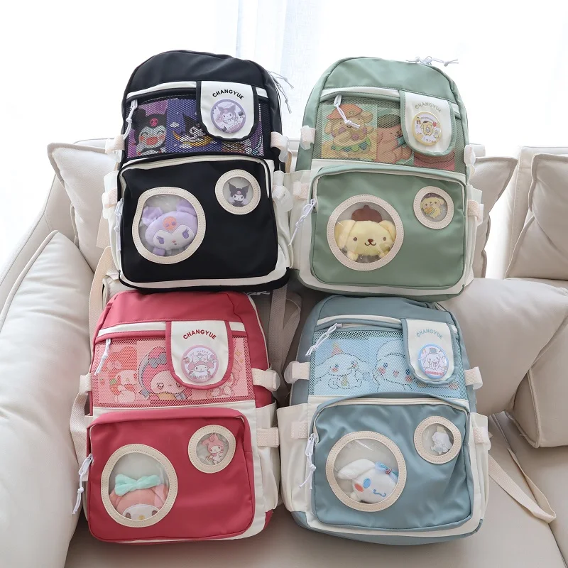 

Kawaii Cinnamoroll Backpack Sanrio Anime Kuromi Girly Heart My Melody Cute Cartoon Personality School Bag Gift for Girls