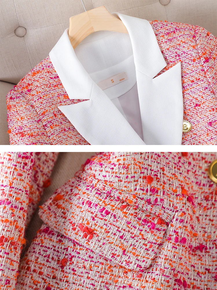 2023 New Fashion women's Blazers Jacket Office Ladies Long Sleeve Red Plaid Blazer Female Casual Coat For Autumn Winter Clothing