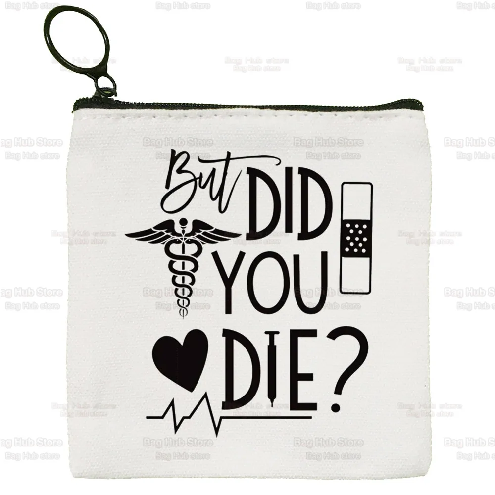 Nurse Canvas Bag Zipper Coin Key Bag Pocket Women Men Coin Purse Small Wallet