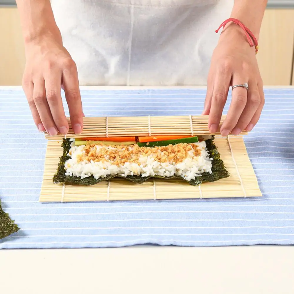 

Kitchen Sushi Tool Bamboo Rolling Mat Non-stick Rice Rolling Roller Hand Maker DIY Onigiri Japanese Sushi Rice Paddles Tools