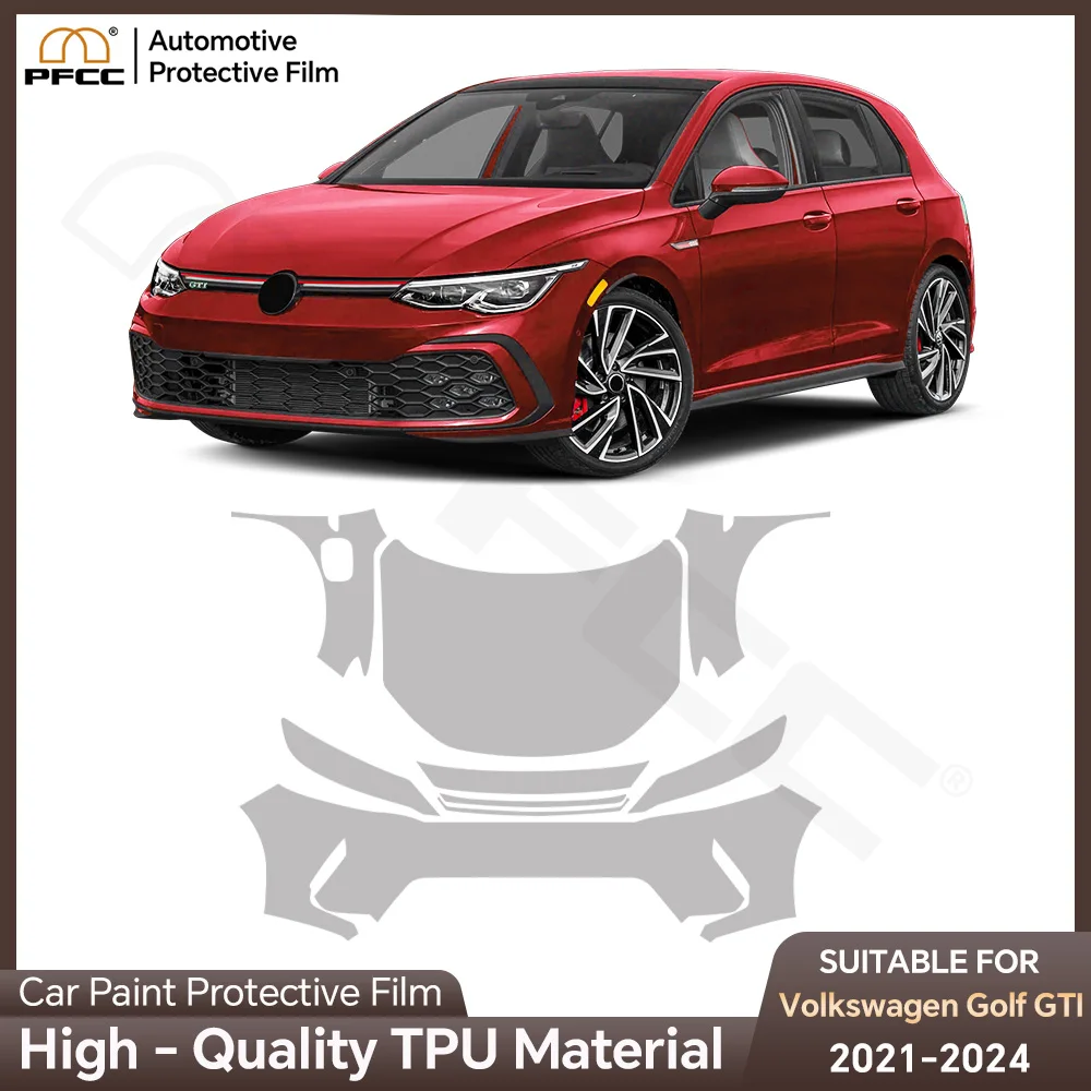 Фото Для Volkswagen GOLF GTI 2021-2024: Предварительно вырезанная защитная пленка PPF Bra 8.5Mil из ТПУ, прозрачная, устойчивая к царапинам, для кузова автомобиля, комплект. №1