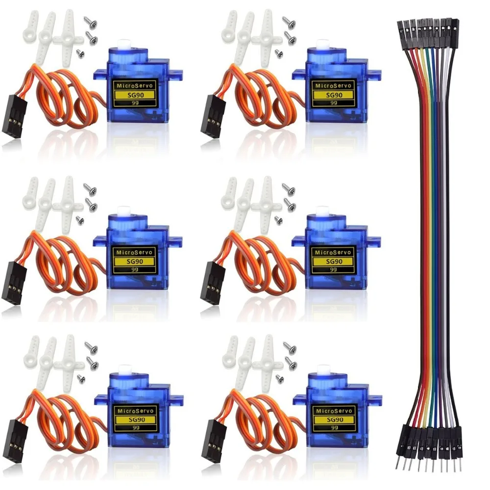 

6 PCS SG90 Micro Servo Motor 9G for RC Helicopter Airplane Remote Control for Arduino Raspberry Pi(Dupont Cable Included)