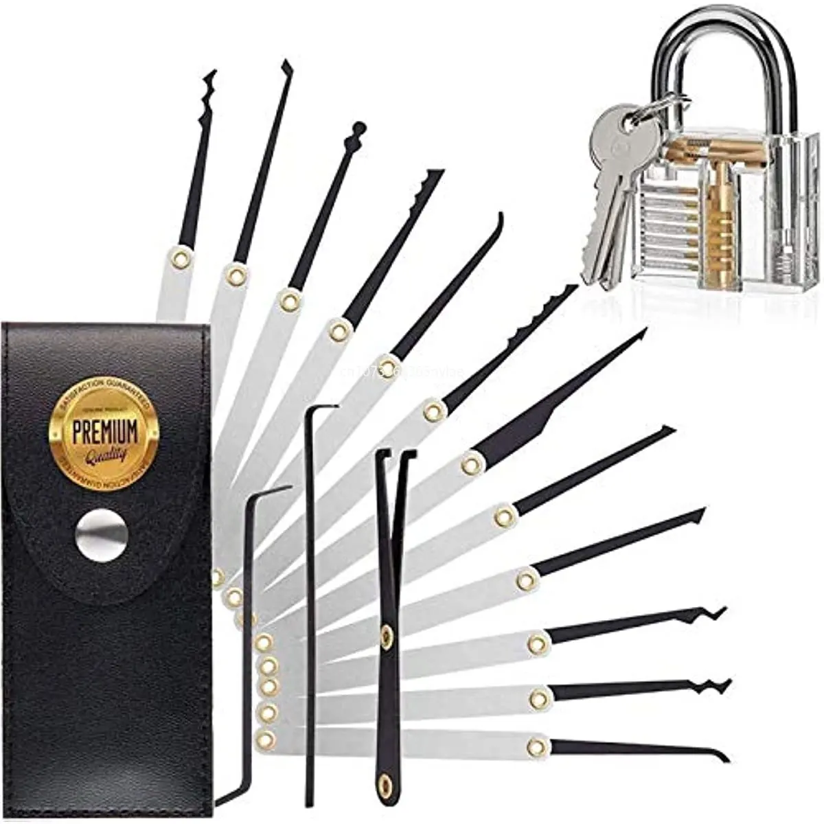 

15 unlocking kit tools with transparent training padlocks and key extraction tools