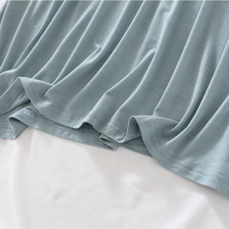 Modal Nightdress with Chest Pad Soft Cotton Nightgown for Women V Neck Nightshirts Short Sleeve Sleepwear Plus Size Nightdress