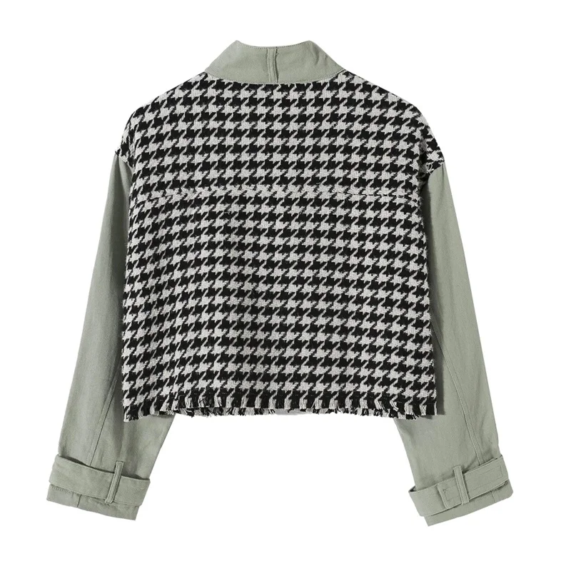2020 New Women's Fashion Round Neck Color Matching Thick Strip Knitted Loose Geometric Long Sleeve Sweater