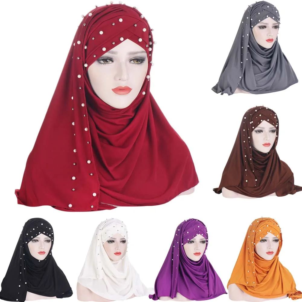 

Diamonds Cross Underscarf Instant Scarf Muslim Hijab One Piece Amira Pull On Ready Made Women Headscarf Islamic Shawls Wrap Hat