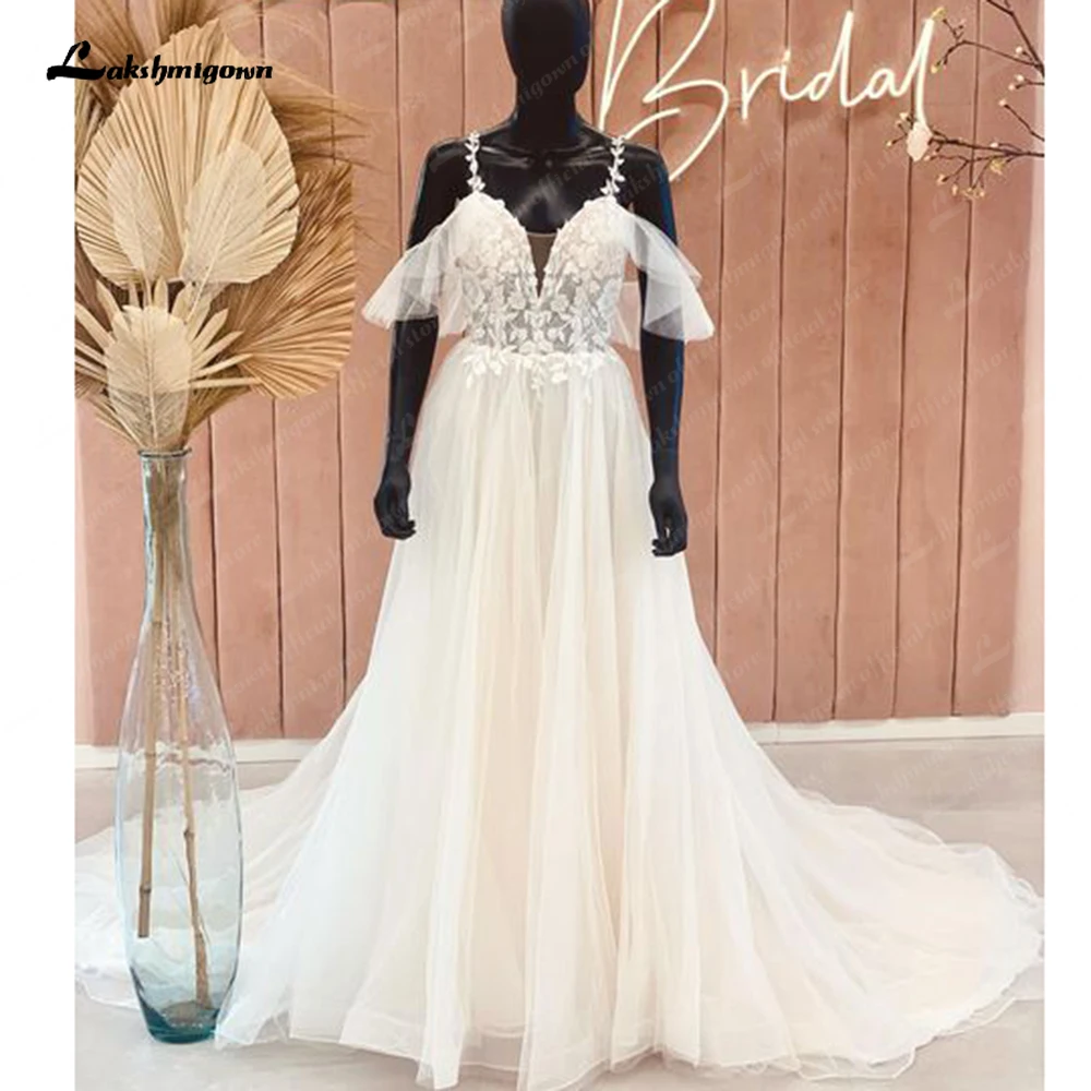 

Lakshmigown винтажное кружевное свадебное платье принцессы в стиле бохо с открытыми плечами для женщин 2023 Свадебные платья для милой