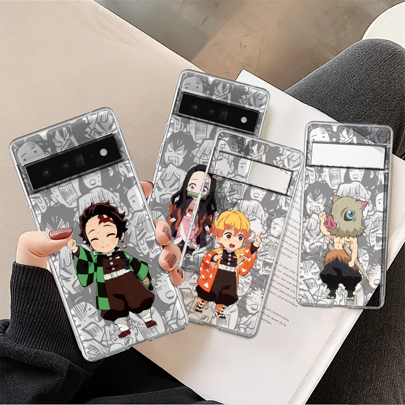 

Demon Slayer Anime Boy For Google Pixel 8 7 6 Pro 6a 5 5a 4 4a XL 5G Transparent Phone Case Cover Shell