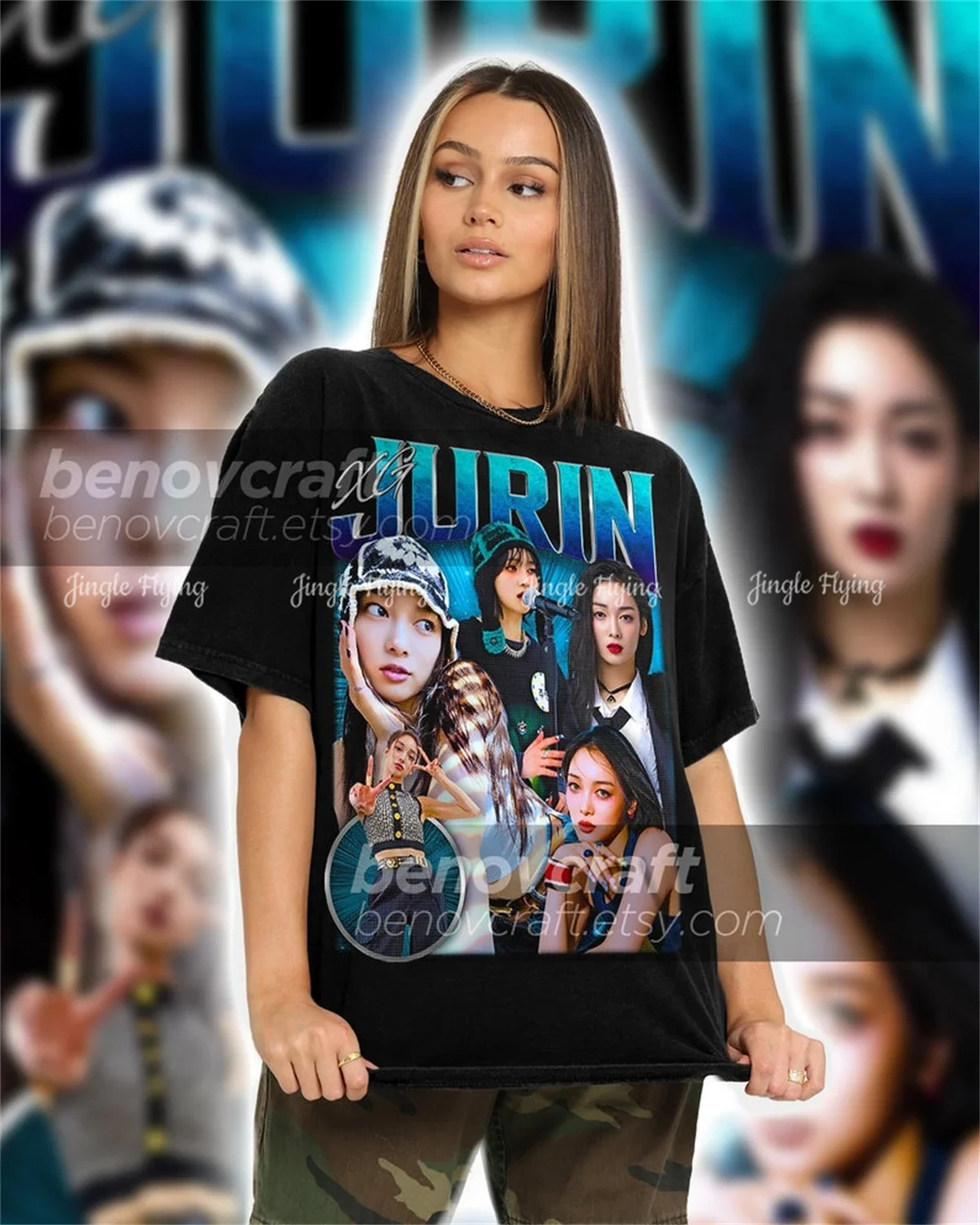 Фото Xg Jurin Ретро 90-х годов футболка с потертостями Kpop рубашка подарок для женщин и мужчин №2