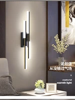 modern simple linear tube led wall lamp up down background opposite wall light bedroom bedside foyer corridor black gold sconce