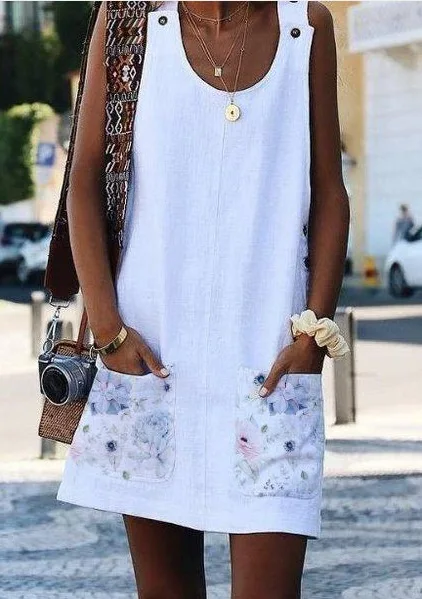 

WYWMY Sleeveless Women Summer Dress 2022 Boho Style Sexy Vest Dress Mini Pockets Solid Tank Beach Dress Sundress Female Vestidos