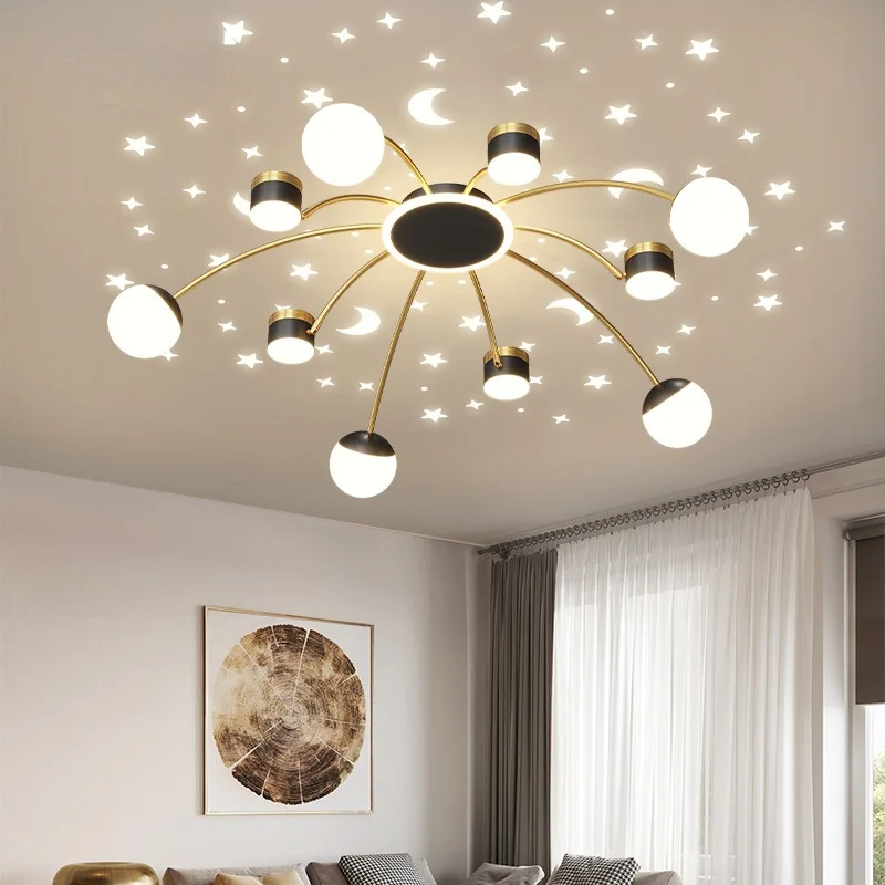

Star ceiling light creative Circle Clear glass ball ceiling lamp luxury Romantic Star lustre salon childrens room light