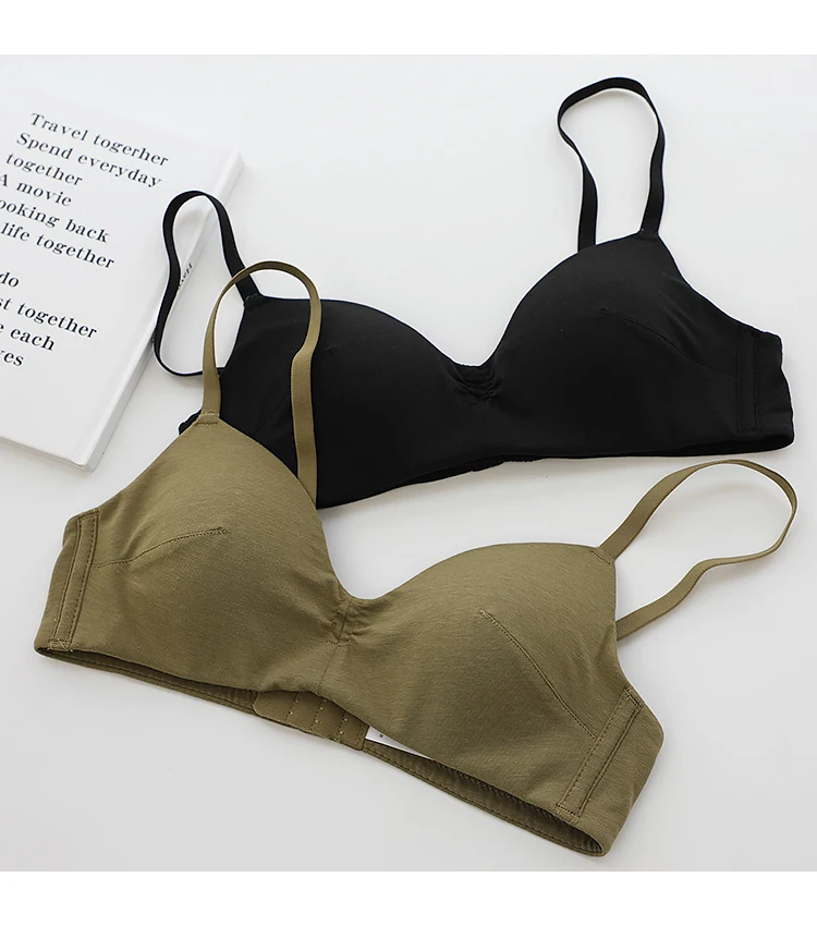 Cotton active bra top skin-friendly brassie seamless small chest gather underwear no steel ring adjustable bralette for women