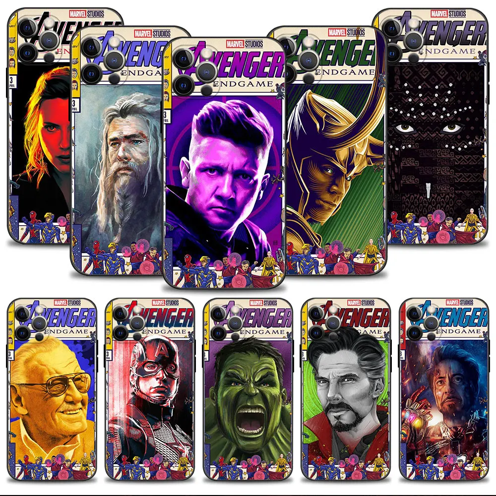 

Etui Coque For Apple iPhone 14 12 Pro Max 7 Plus XS X 13 11 8 XR 5S Celular Marvel Splicing Painting Art The Avengers Endgame